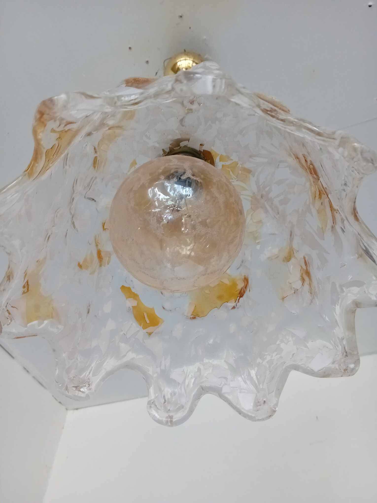 70's glass bell pendant light