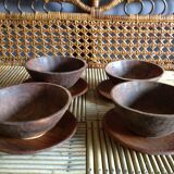Set de 4 bols et 4 assiettes en bois