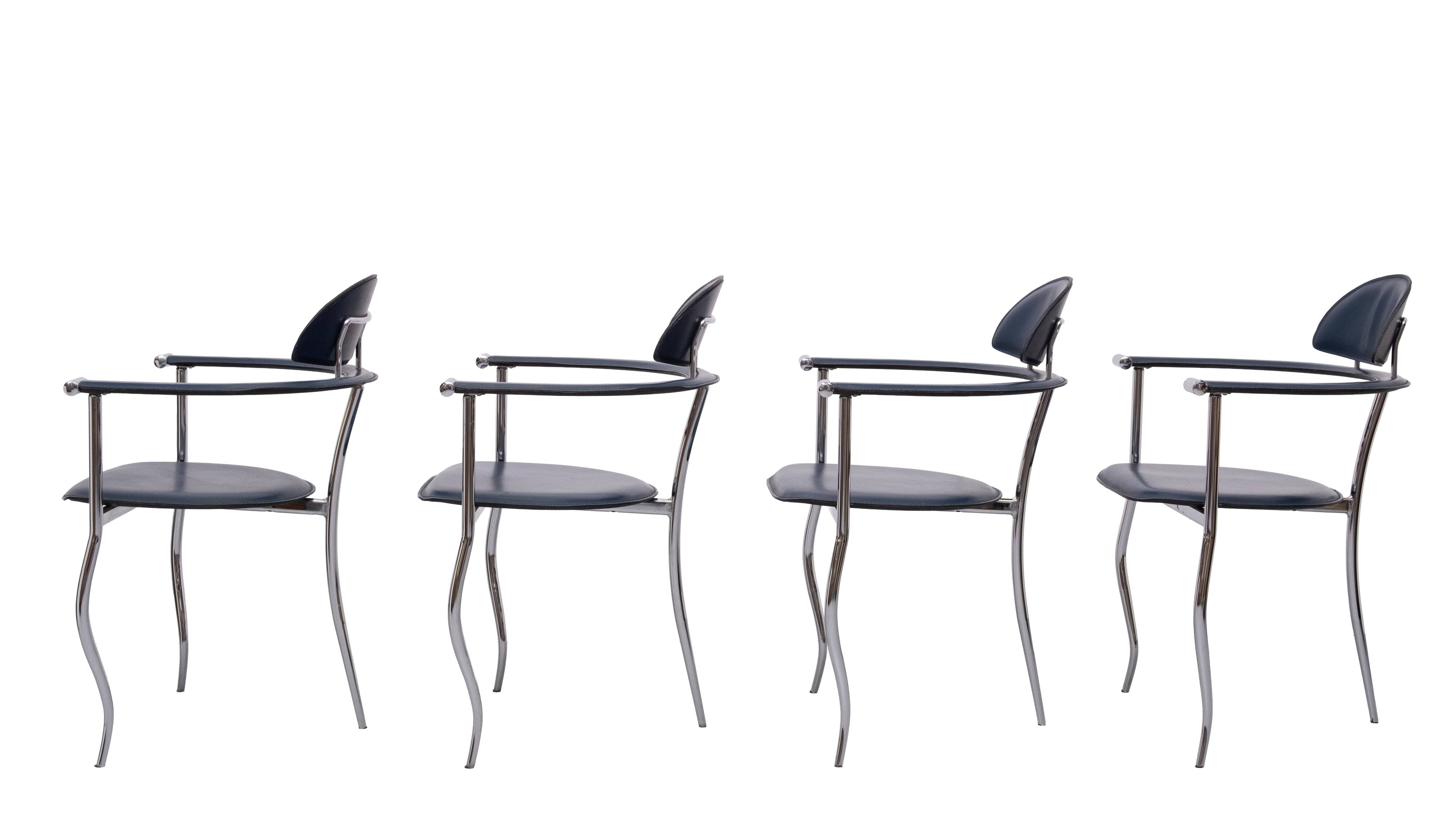 4 Italian Arrben 'Marilyn Stiletto' dining chairs 1970s