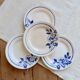 4 vintage ironstone dessert plates Digoin Sarreguemines Hubert blue