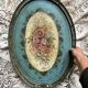Large oval metal tray in the Napoleon III style, 1960s