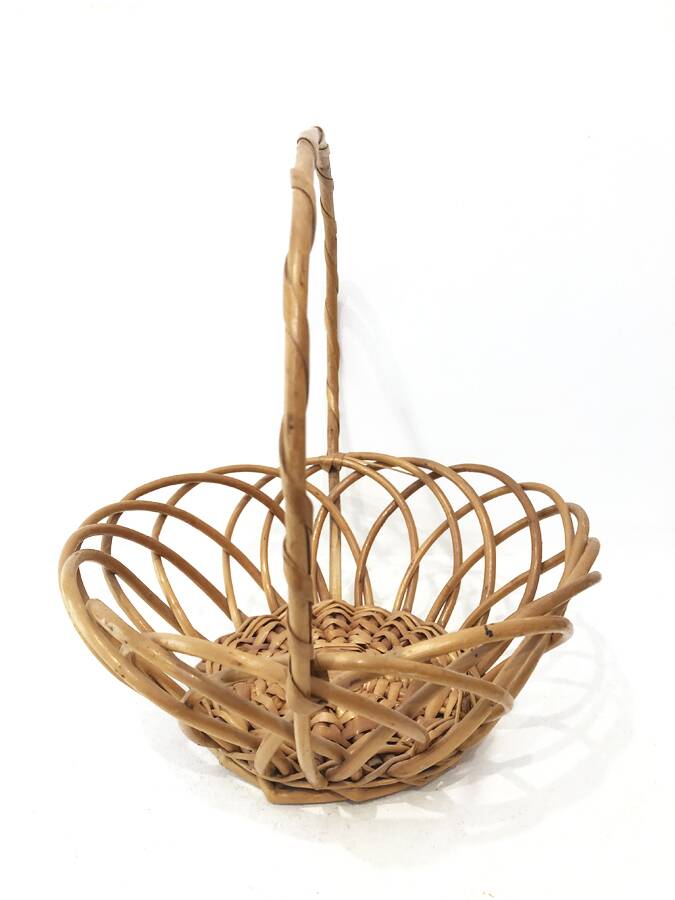 Corbeille fruits rotin vintage, 1960