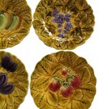 Set of 6 dessert plates in barbotine various fruits sarreguemines france