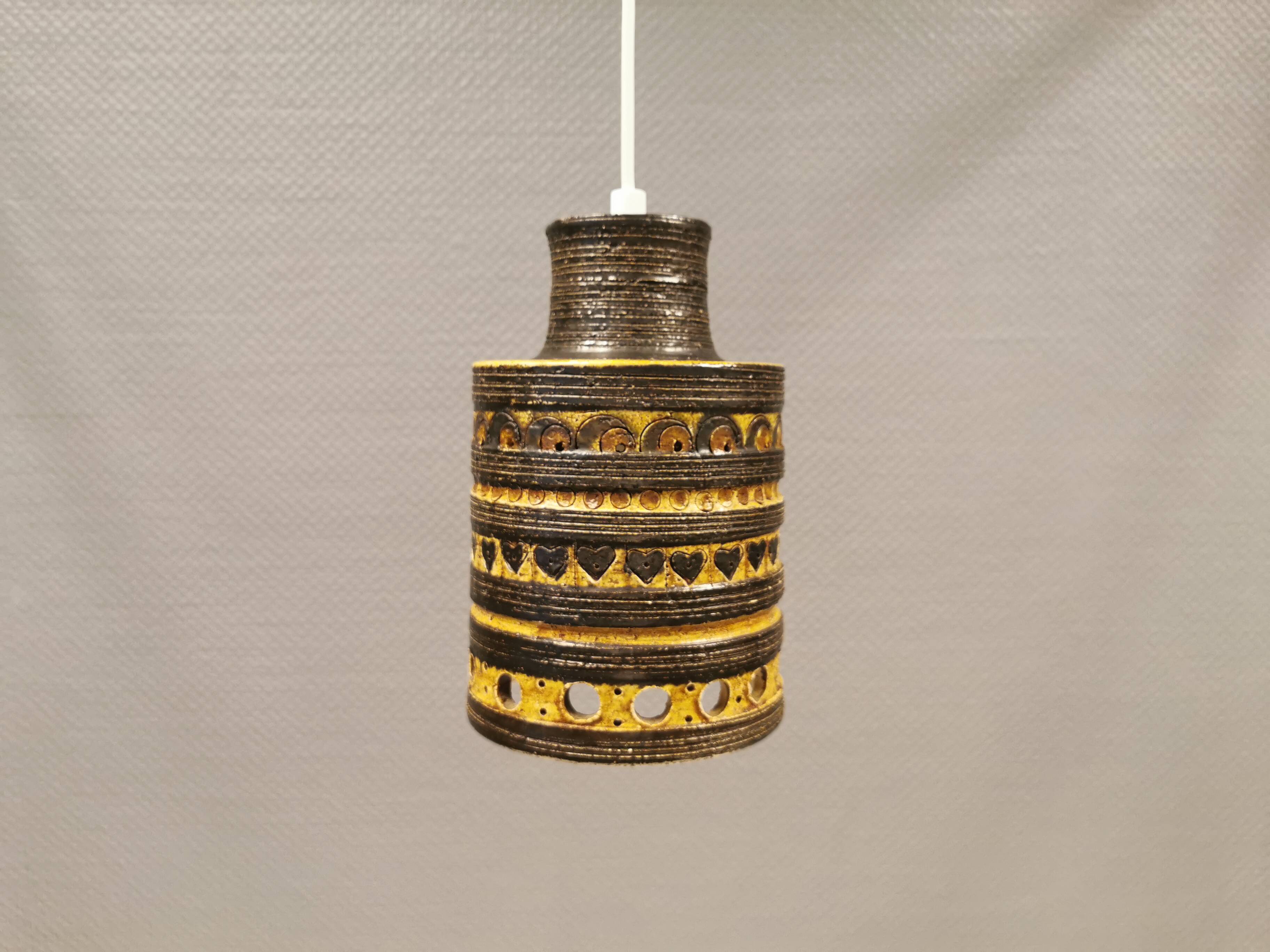Danish ceramic hanging lamp, designed by Jette Hellerøe, in the 1970s.