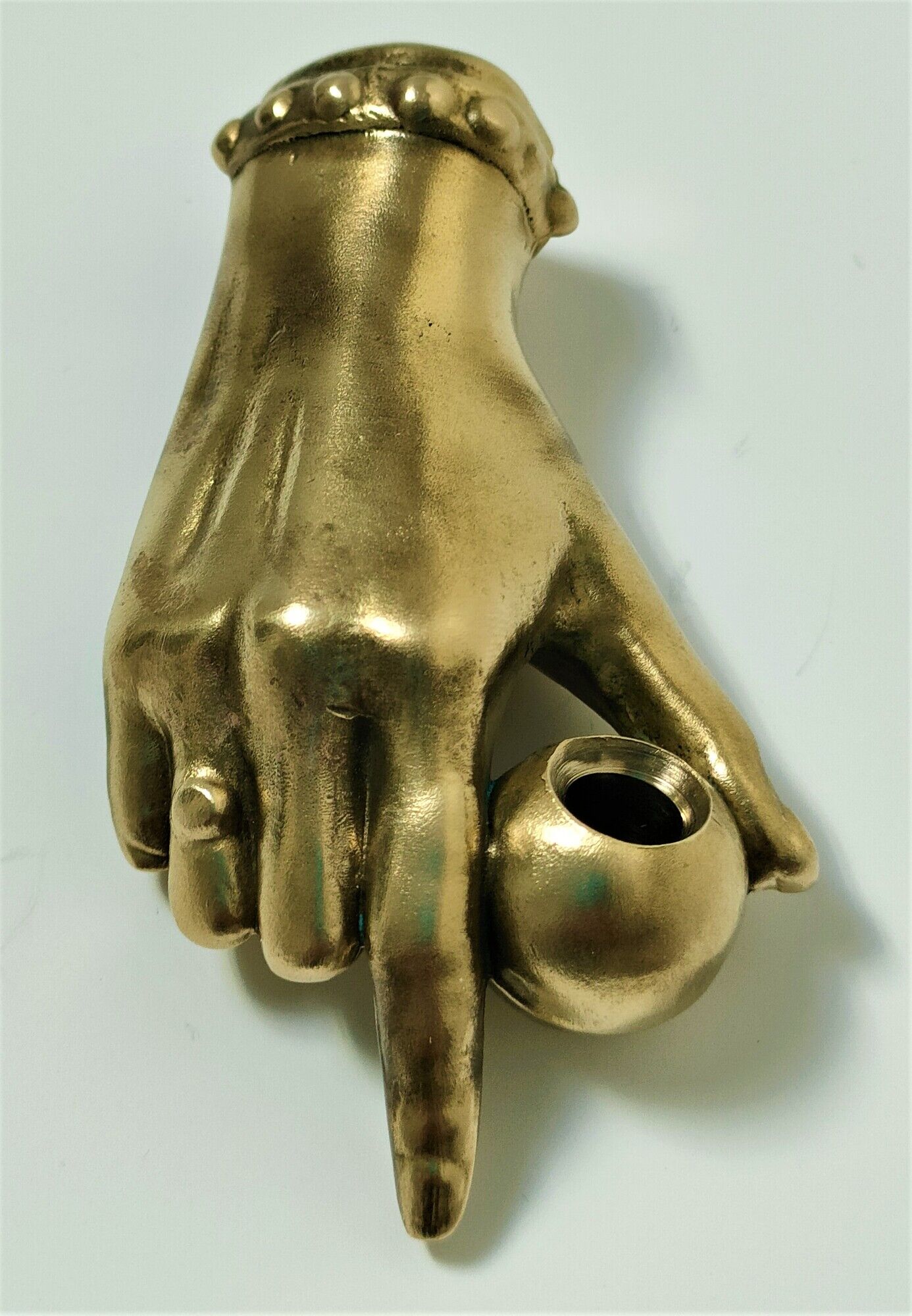 hand bronze art paperweight pen holder early XXth