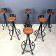 Vintage brutalist wrought iron bar stools, 1960s - set of 6