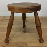 Tabouret tripode chêne massif art déco