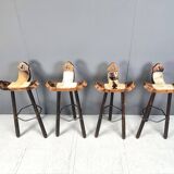 Brutalist bar stools made in Spain, 1960s - set of 4