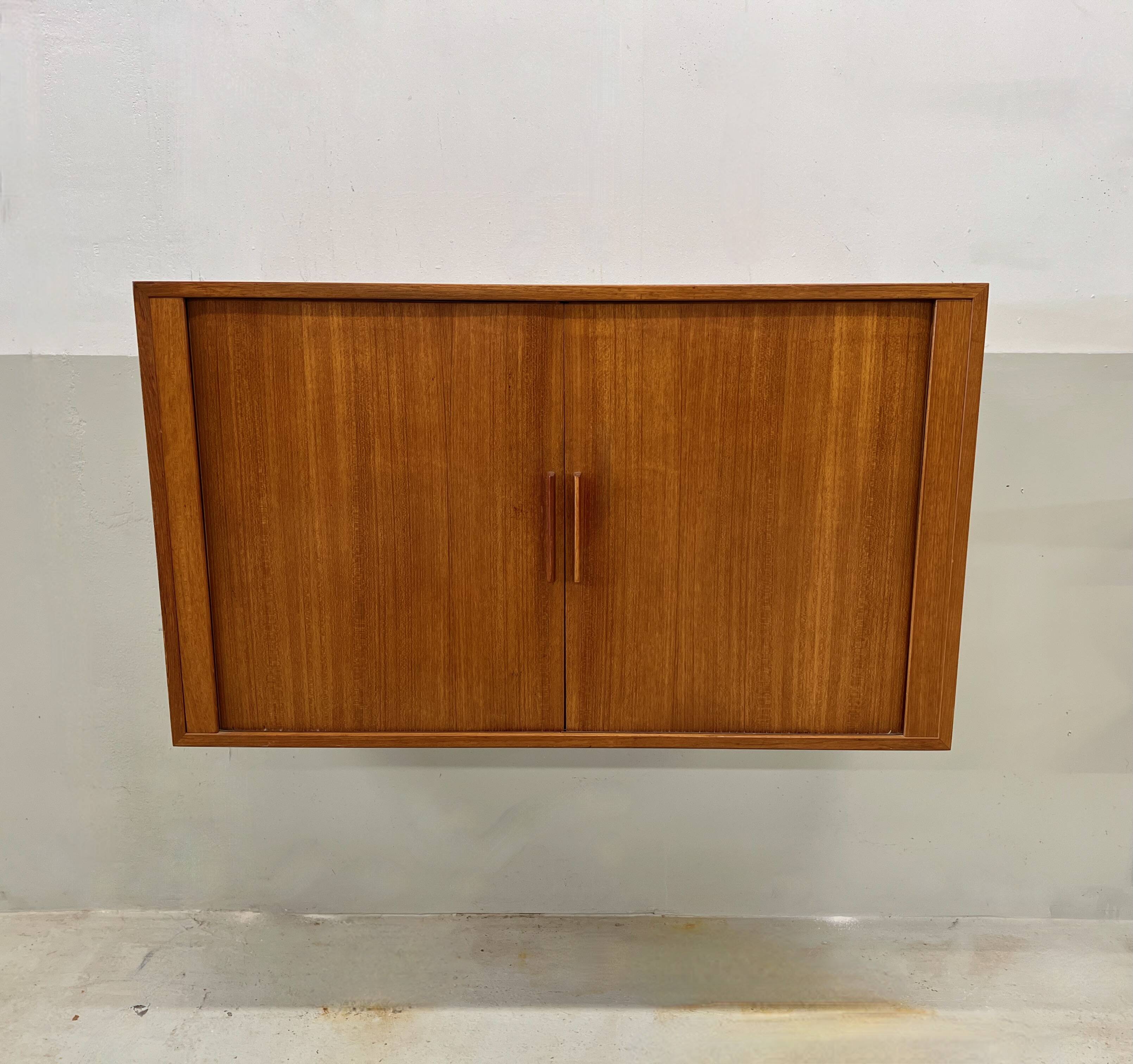 Teak Tambour Door Cabinet By Kai Kristiansen For Feldballes