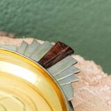 Art deco hors d'oeuvres server, silver metal, mahogany, glass