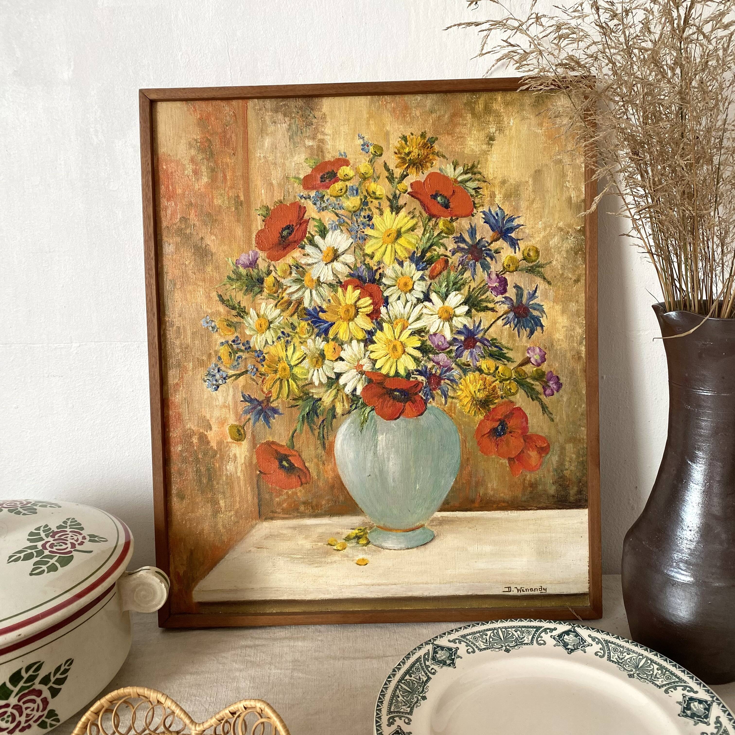 Bouquet painting, signed, 38.5x47 cm