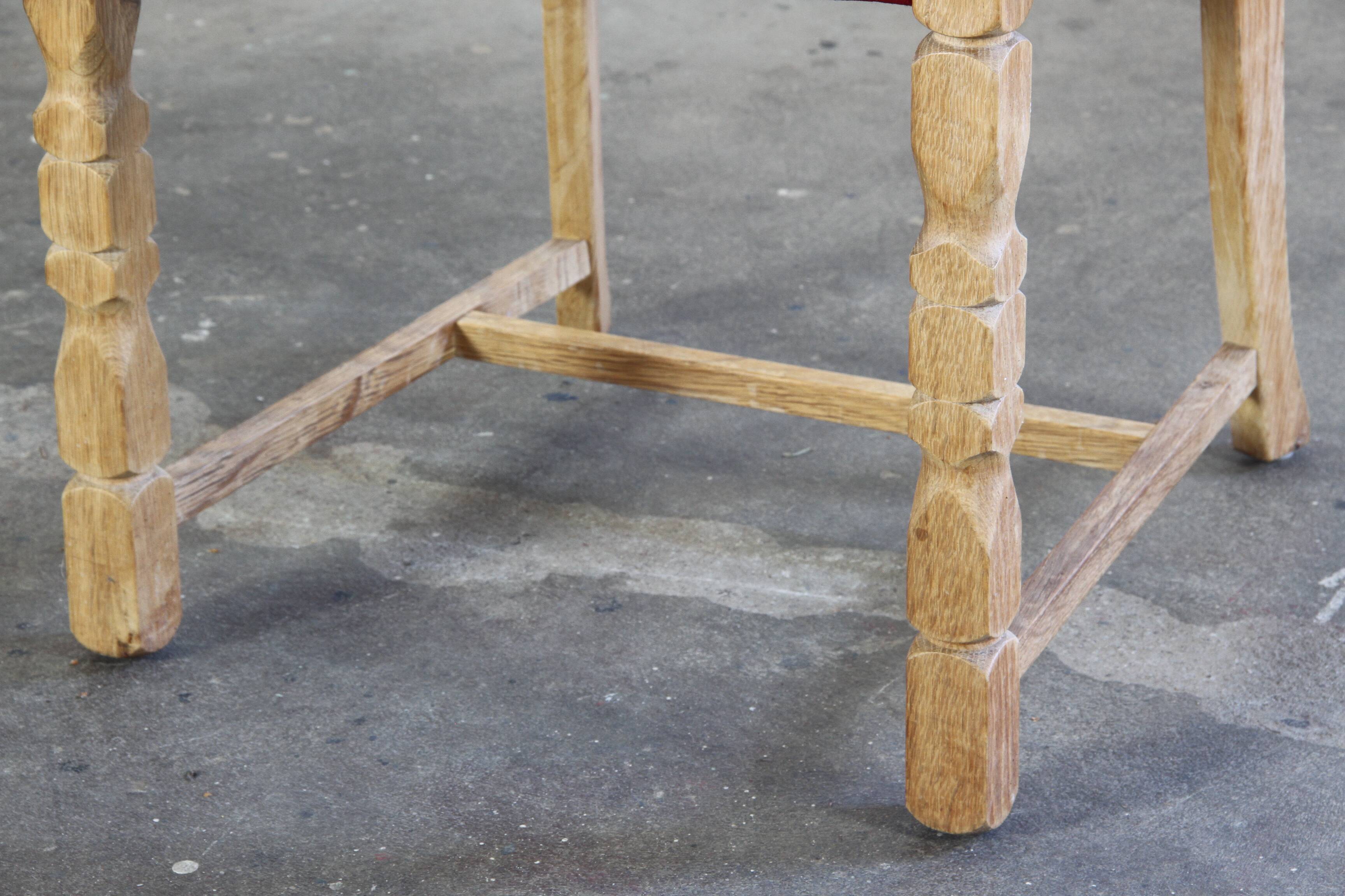 Lot of 6 Vintage Danish Brutalist Oak Dining Chairs, Henning Kjærnulf Style, 1960s