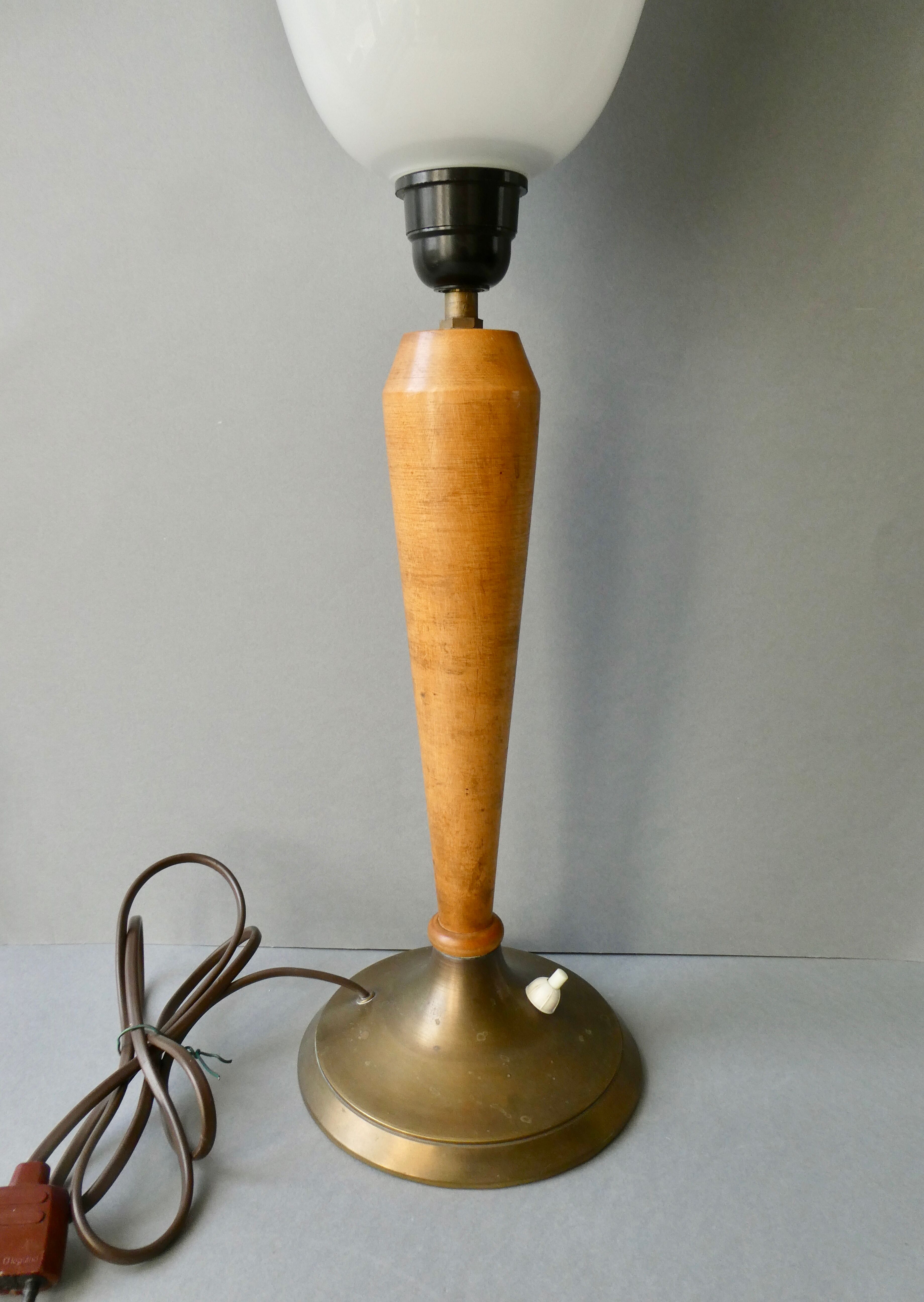 Lamp in wood, metal and opaline, Art Deco