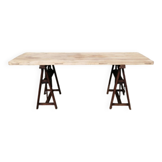 architect table/desk with adjustable wooden trestles