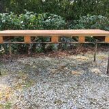 Vintage modernist table with metal tubular base