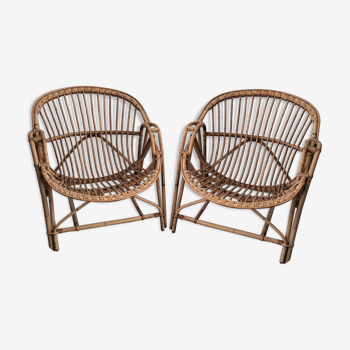 Pair of Shell-shaped Rotin chairs