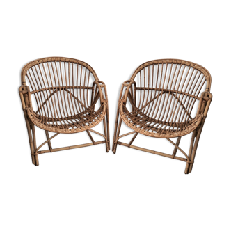 Pair of Shell-shaped Rotin chairs
