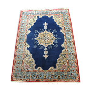 tapis persan authentique bleu marine 210cm x 140cm origine ghom