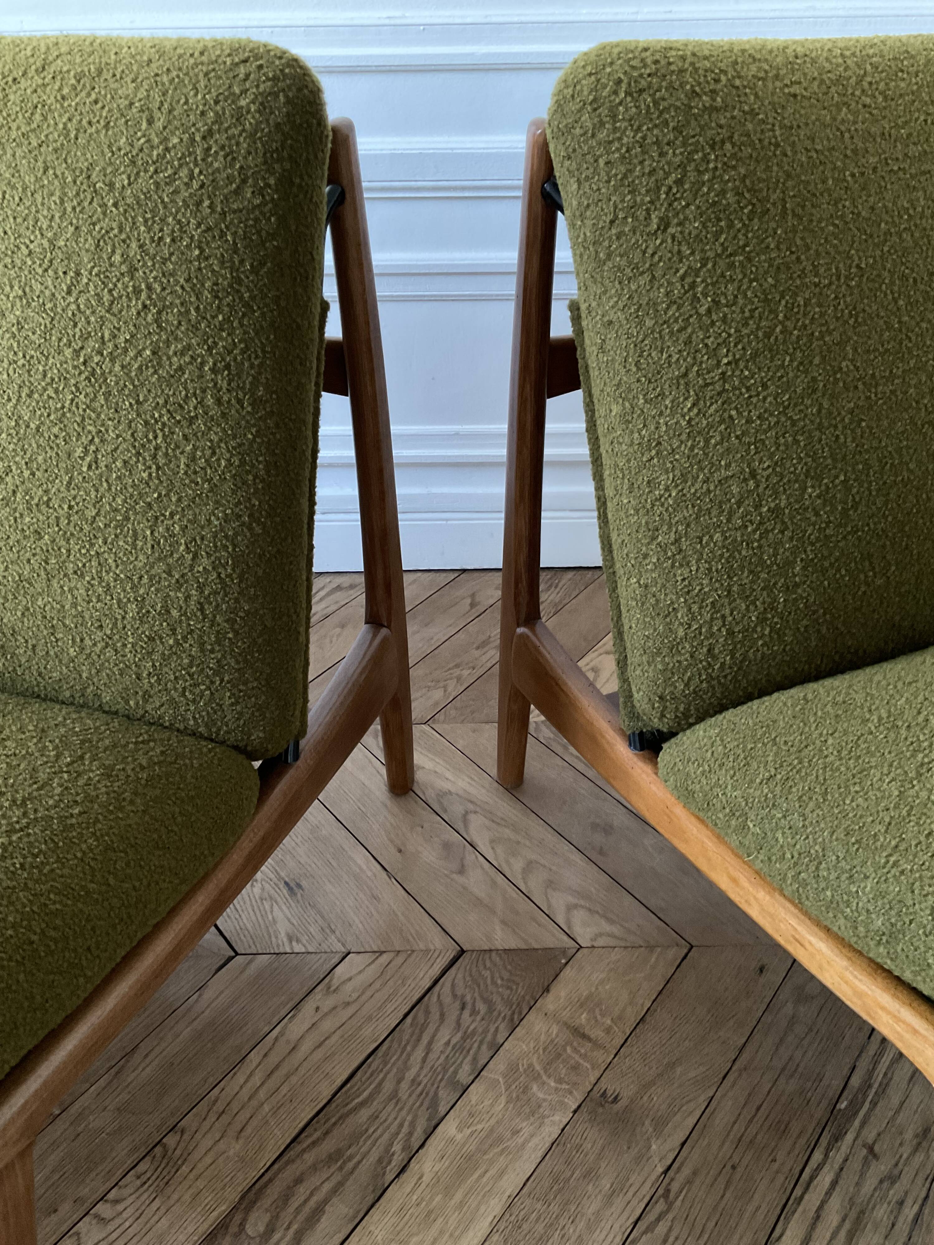 Pair of 790 armchairs by Joseph-André Motte, Steiner, 1960.