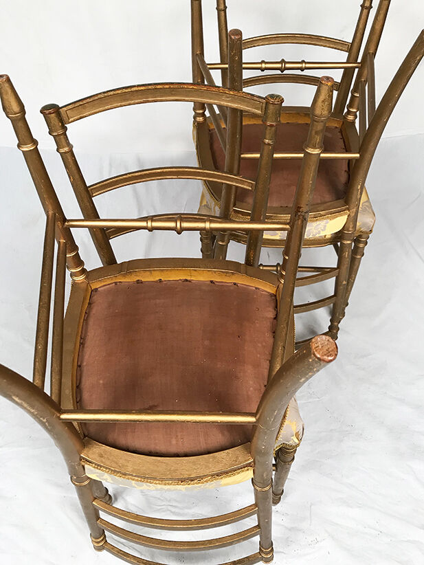 Series of four chairs Napoleon III, gilded wood