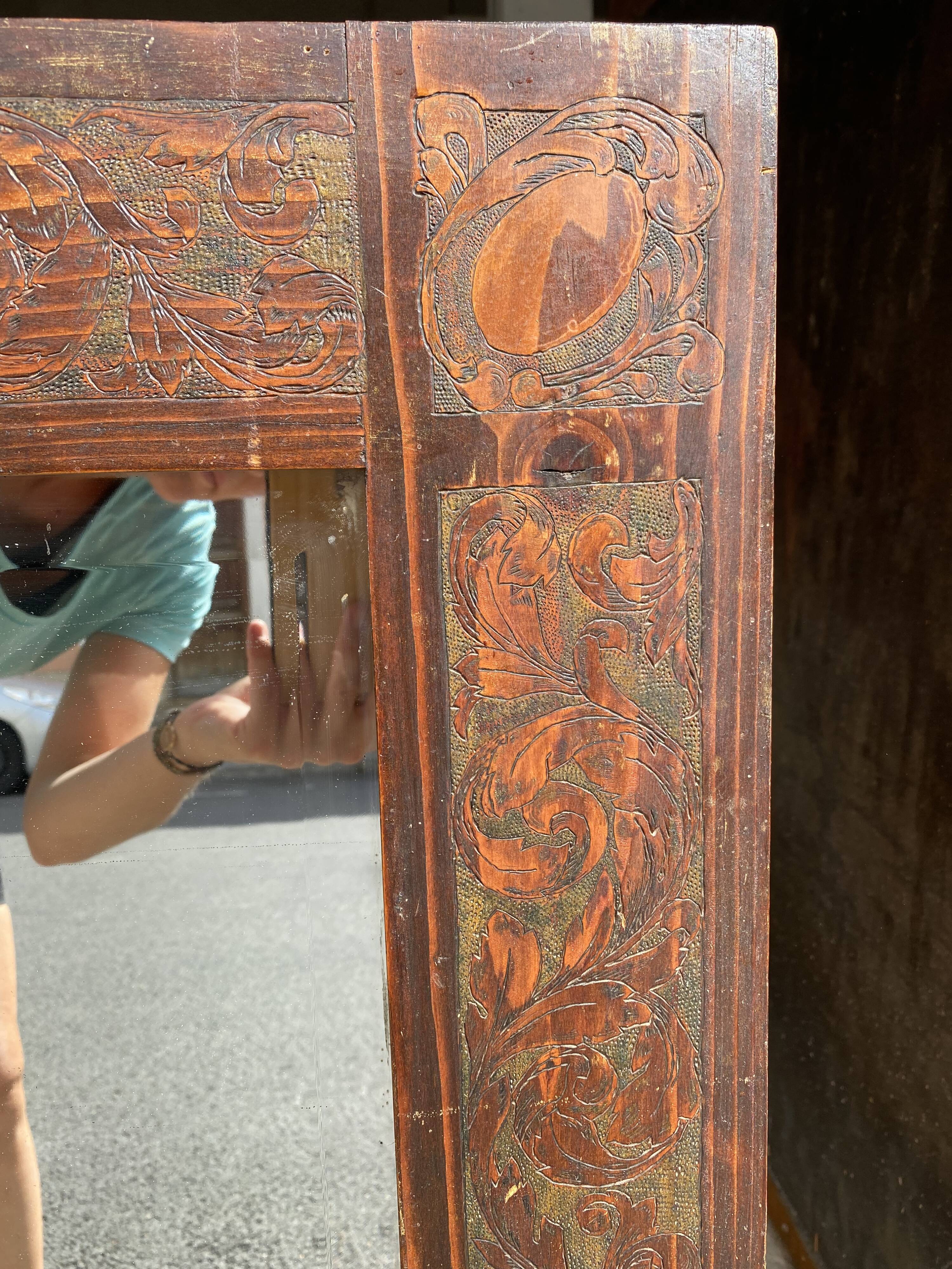 Beveled mirror wooden frame