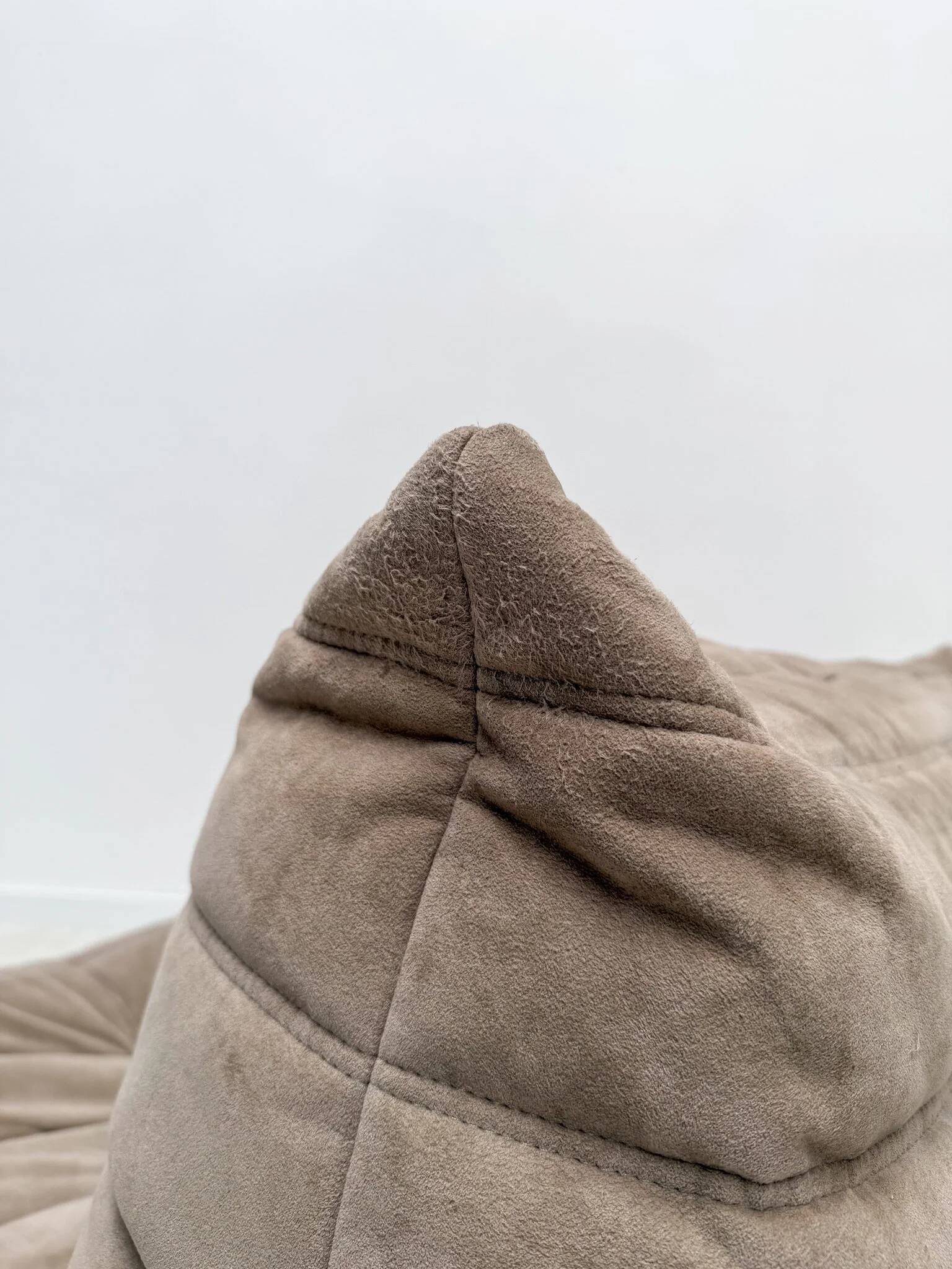 1990s vintage original taupe Alcantara Togo 2-seater by Michel Ducaroy for Ligne Roset