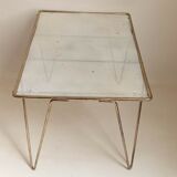Coffee table gilded metal and white rigidule top 50