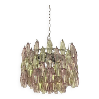 Contemporary Multicolor "Poliedri" Murano Glass Chandelier in Venini Style