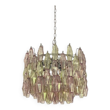 Contemporary Multicolor "Poliedri" Murano Glass Chandelier in Venini Style