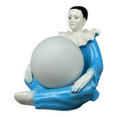 Mid-century Italian Pierrot table lamp in blue ceramic, 1960s.
