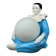 Mid-century Italian Pierrot table lamp in blue ceramic, 1960s.