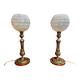 Lampes XIX ème, bronze doré, signées