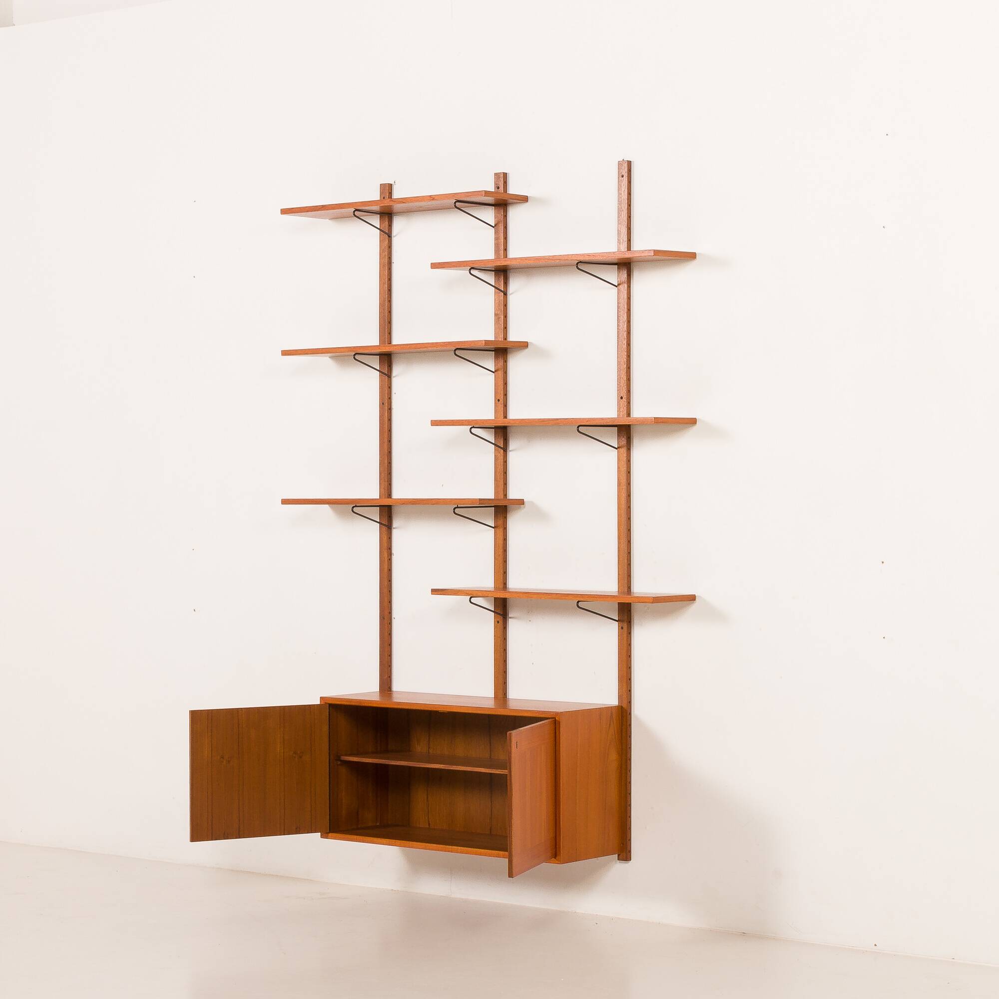 Scandinavian mid-century teak wall unit, 1970s
