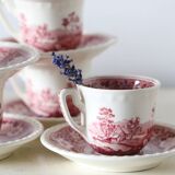 Set of 6 coffee cups and saucers, Villeroy & Boch, Rusticana rose model