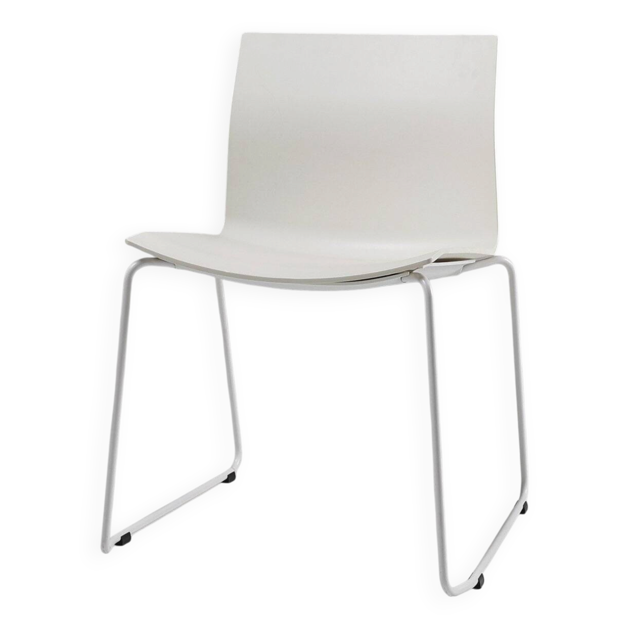 Mid-Century White Chair with Metal Frame and Plastic Seat, Belgium