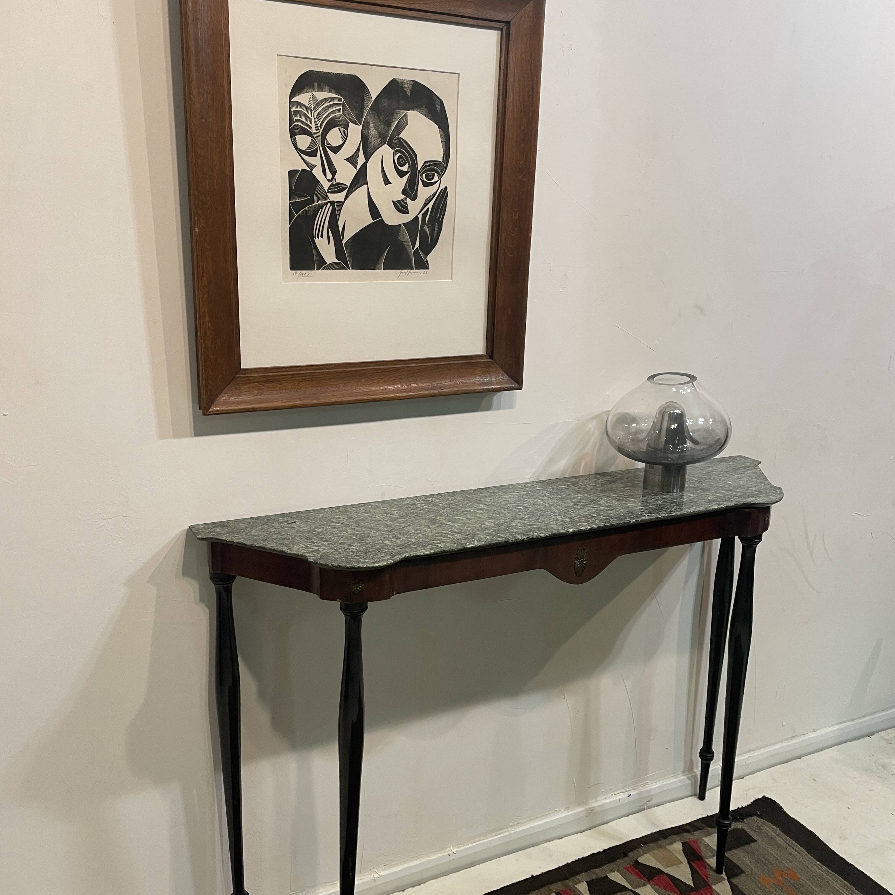 Elegant marble and rosewood console table, Italy, 1950s