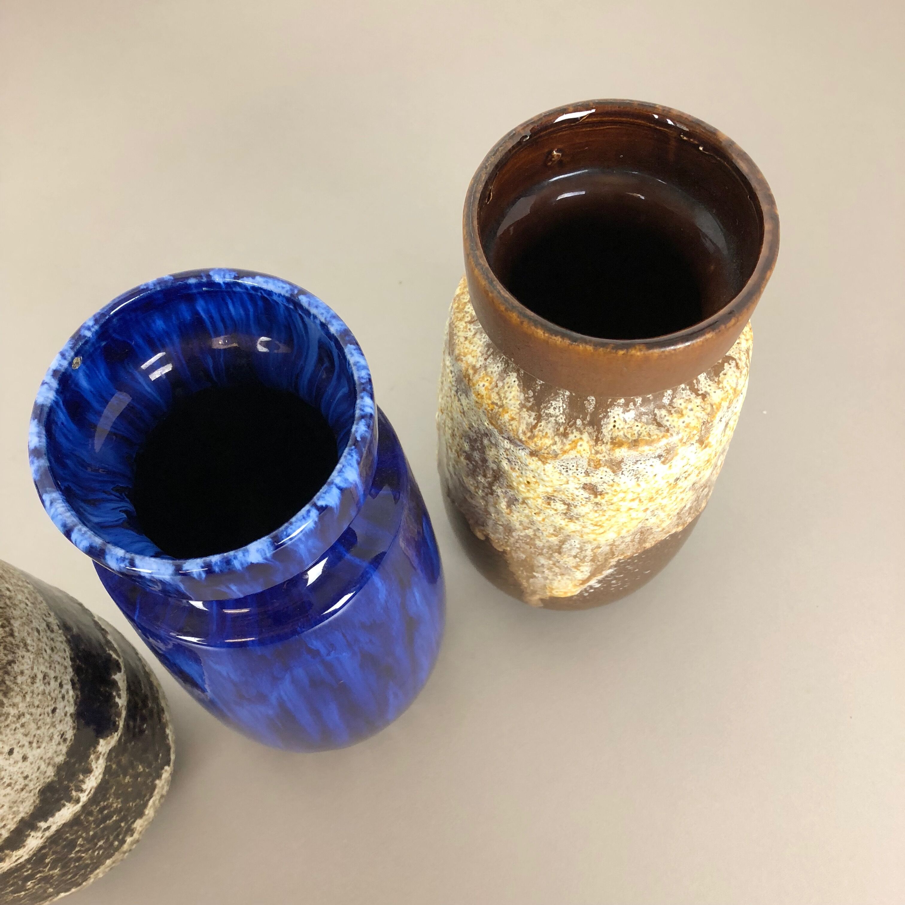 Set of four vintage pottery fat lava "242-22" vases made by Scheurich, Germany