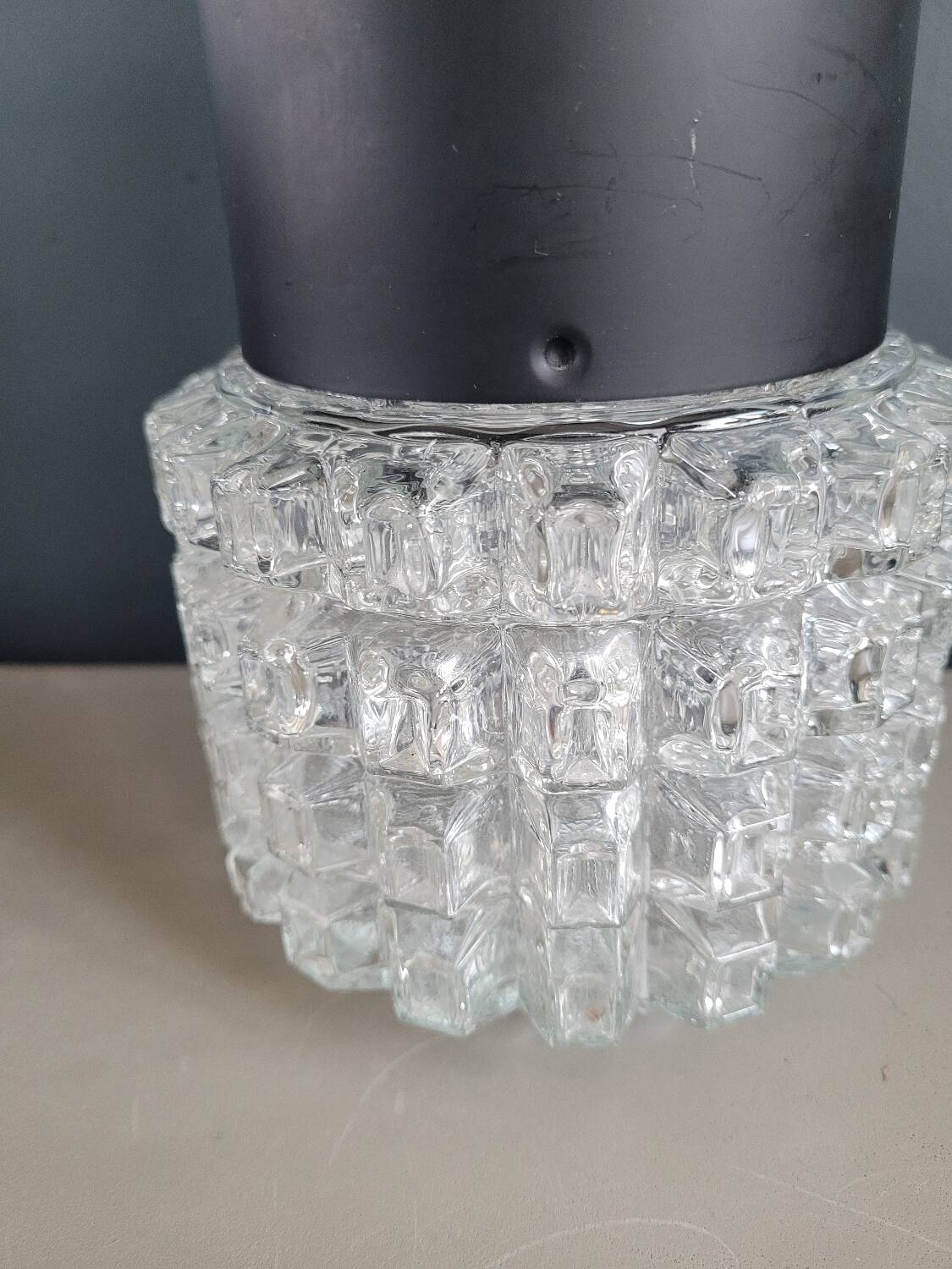 Vintage molded glass globe pendant light