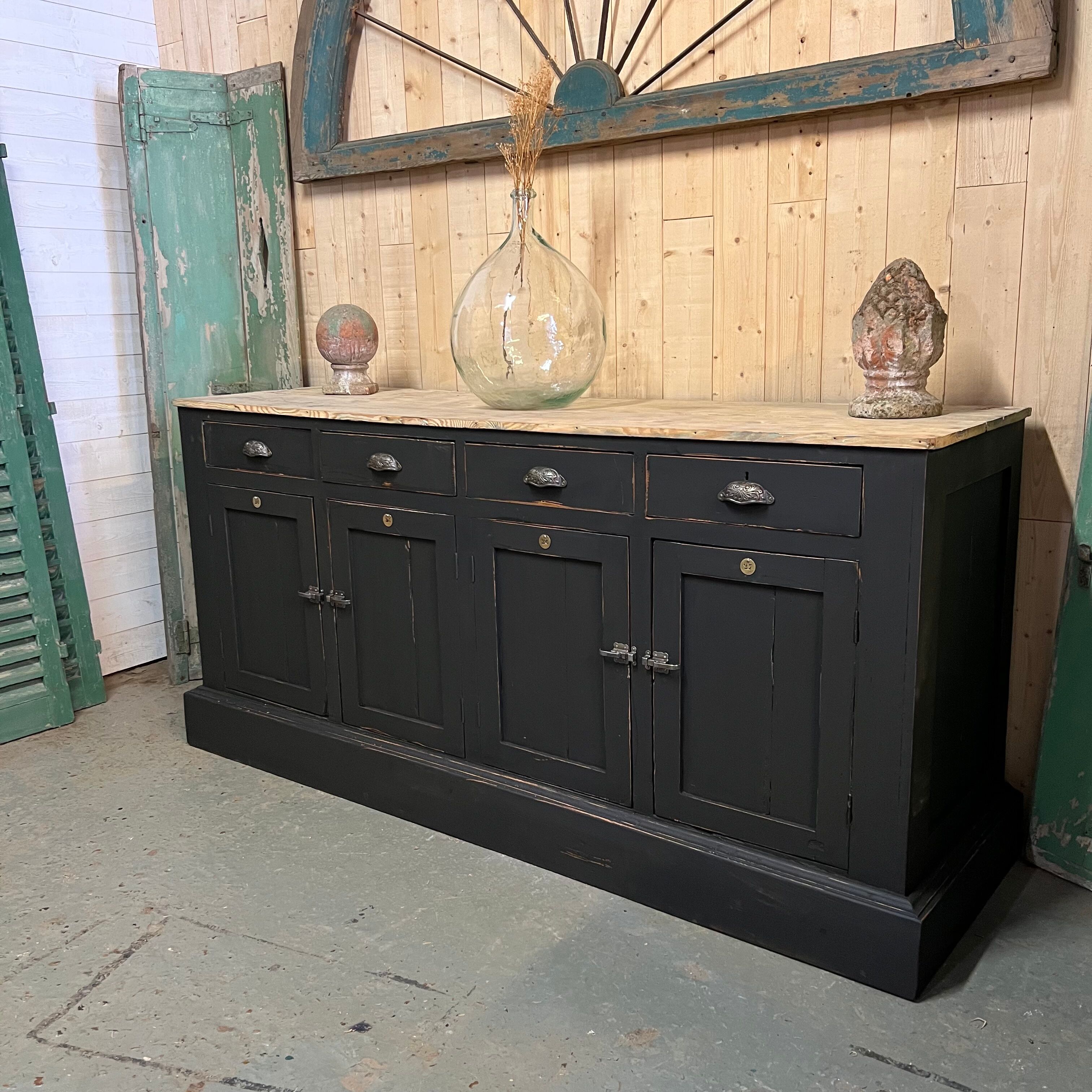 Black patinated workshop sideboard