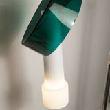 Suspension vintage en 2 élements opaline blanche et verre transparent vert