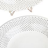 Set of 3 earthenware soup plates of Gien France, black peas pattern