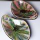 Pair of multicoloured glazed ceramic studio dishes, vintage 1960s.