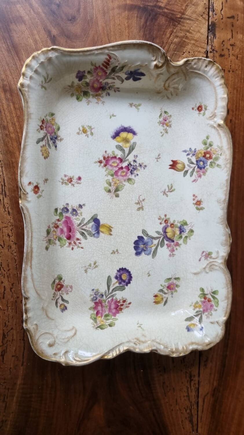 Late 19th century floral porcelain tray