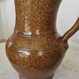 Vintage Studio Pottery Owl Pitcher: Speckled Glaze Stoneware Vase