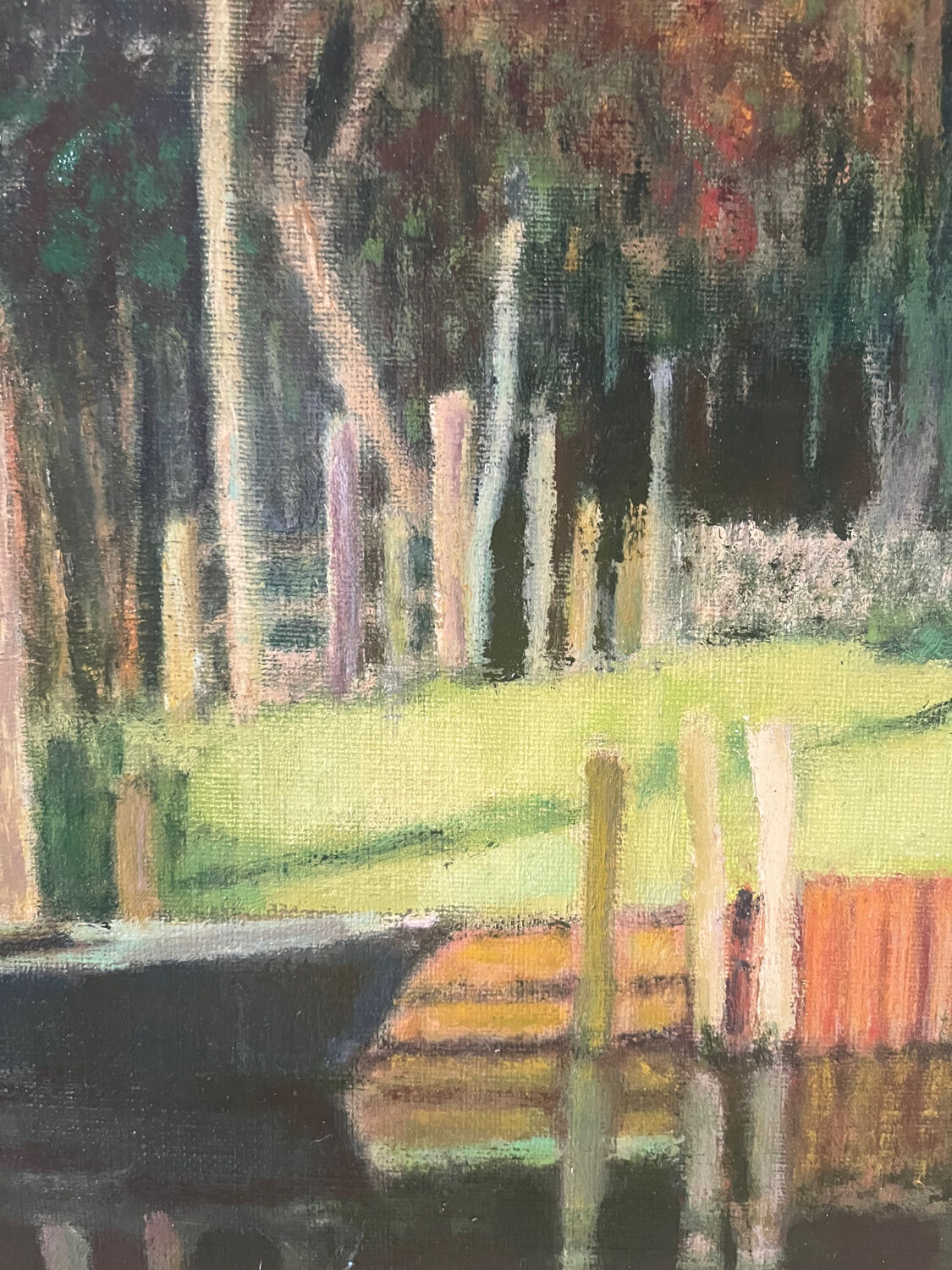 La Brière, Brittany, oil on canvas signed P Poulain