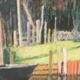 La Brière, Brittany, oil on canvas signed P Poulain