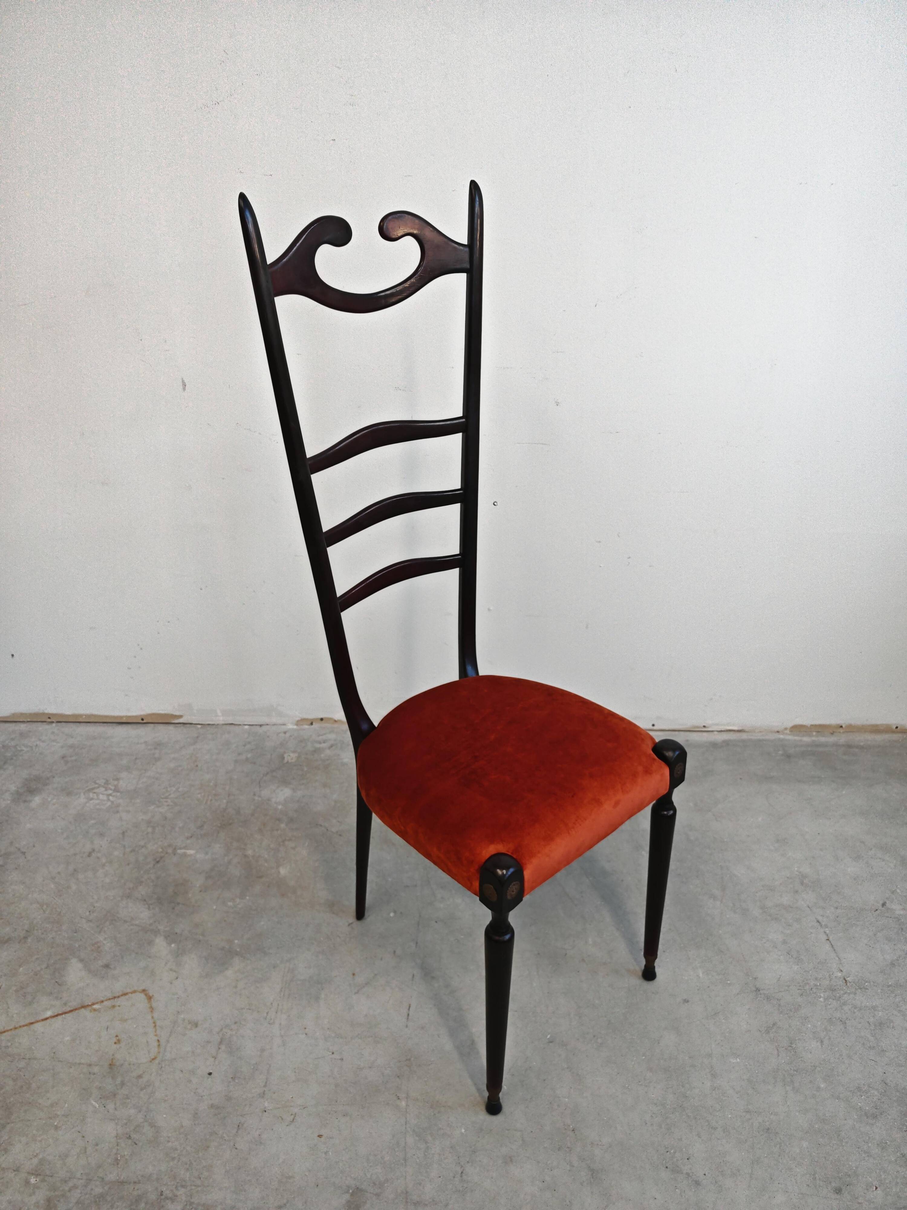 Chiavari chairs with high backs Mid Century Modern Paolo Buffa 1950s