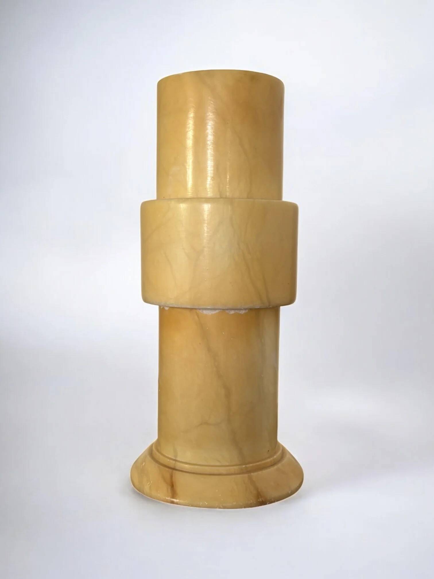 Alabaster stepped circular table lamp, Spain, 1970s
