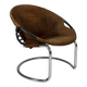 Vintage Balloon Chair suede armchair Lusch & Co Space Age chrome