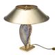 Vintage 20thc agate & brass table lamp by willy daro, belgium c.1970